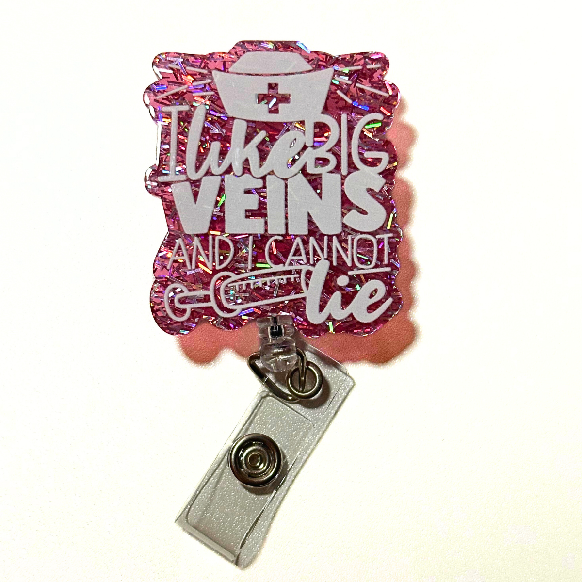 I Like Big Veins Badge Reel - Pink