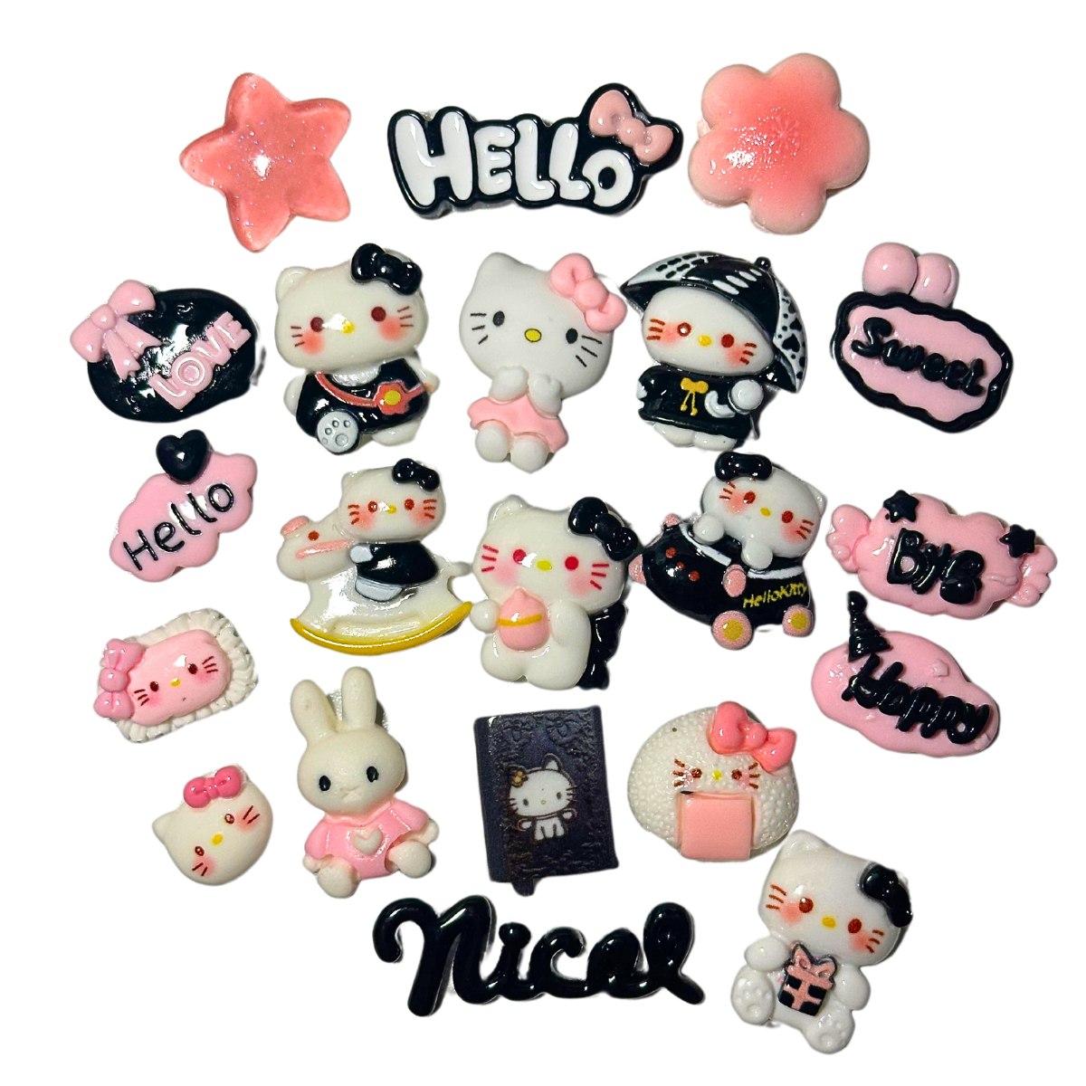 Black Pink Kitty DIY Charms Craft Kit