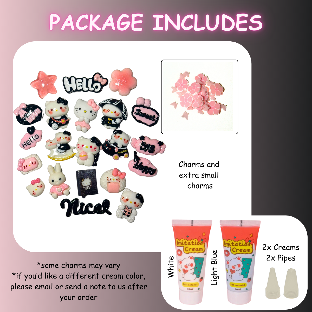 Black Pink Kitty DIY Charms Craft Kit