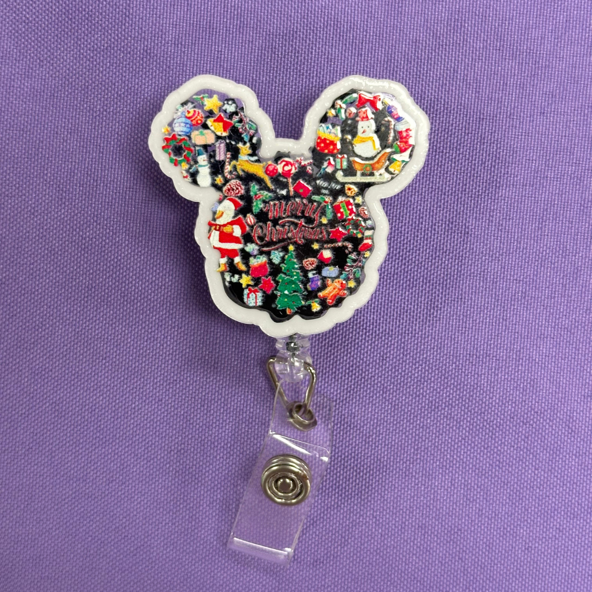 Christmas Minnie Ears Badge Reels