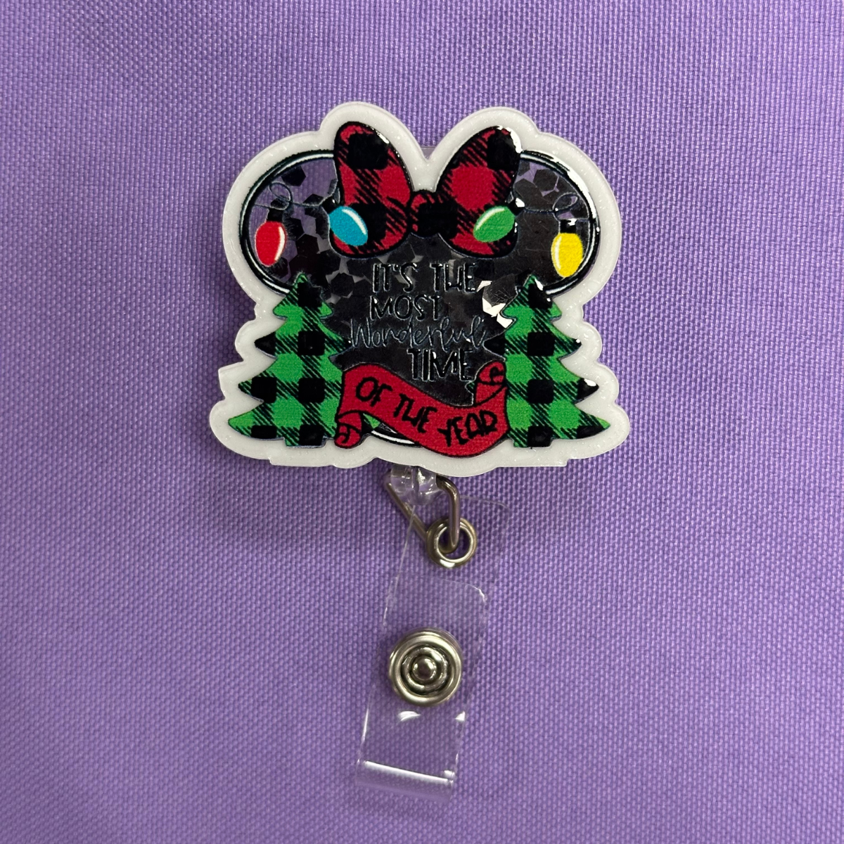 Christmas Minnie Ears Badge Reels
