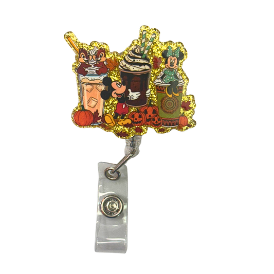 Festive Fall Drinks Badge Reel