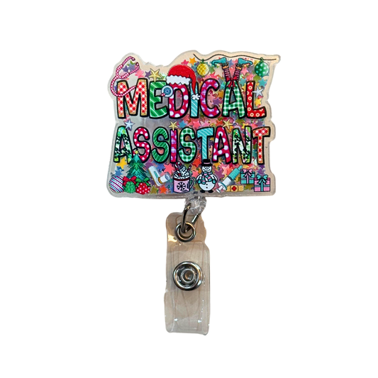 Medical Assistant Xmas Glitter Badge Reel