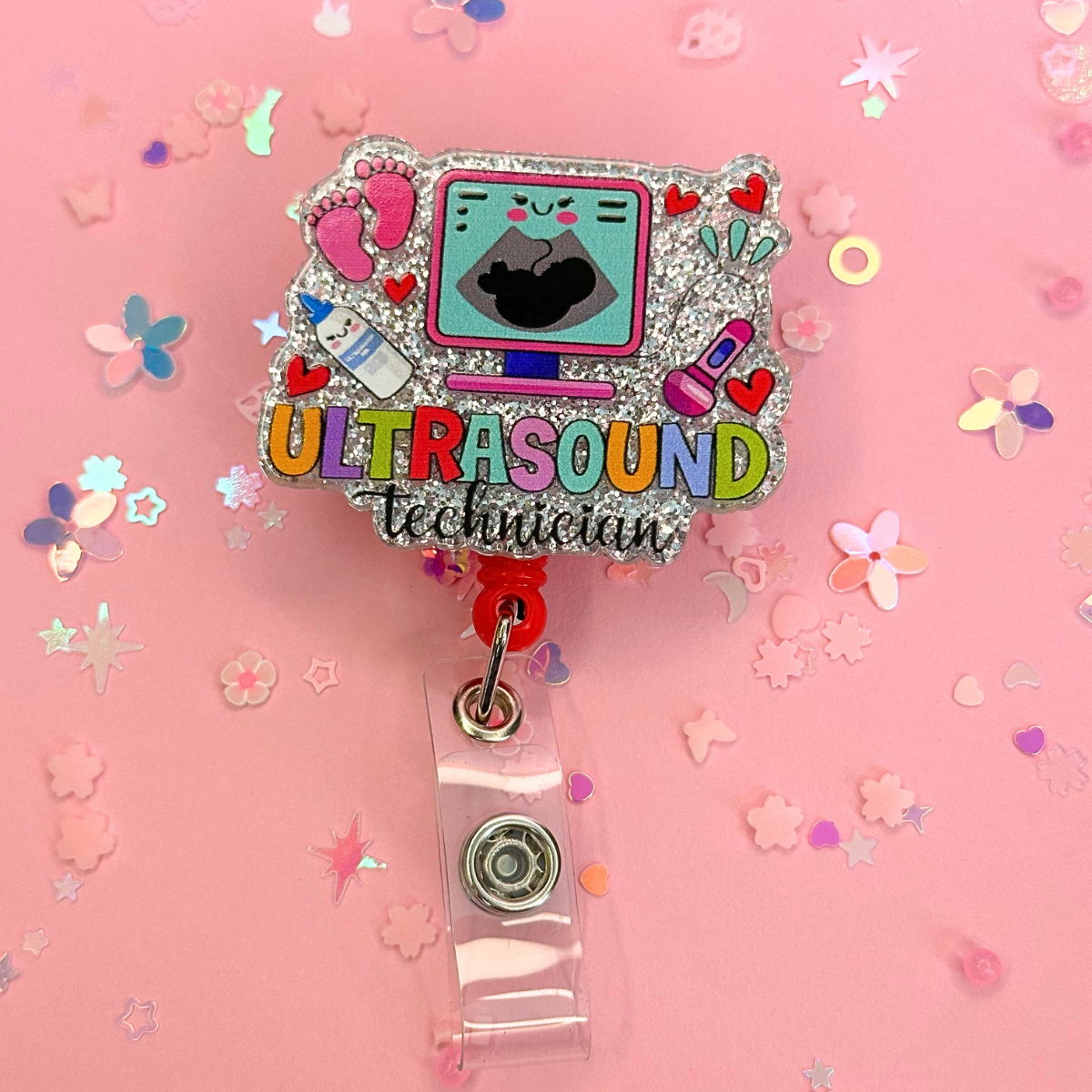 Medical Valentine Glitter Badge Reels