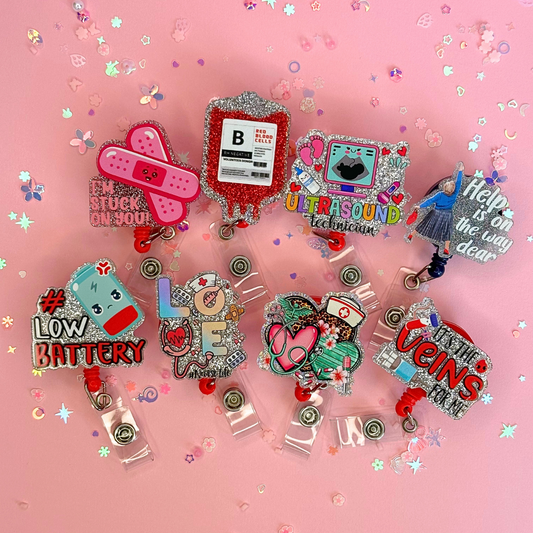 Medical Valentine Glitter Badge Reels