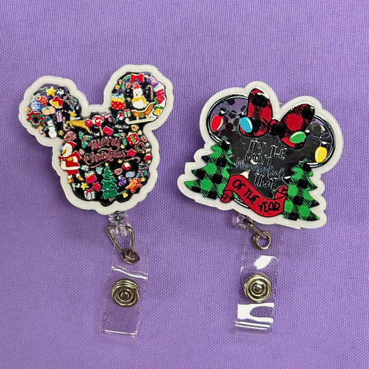 Christmas Minnie Ears Badge Reels